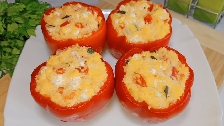 Перец фаршированный овощами и кускусом в духовке видео рецепт
