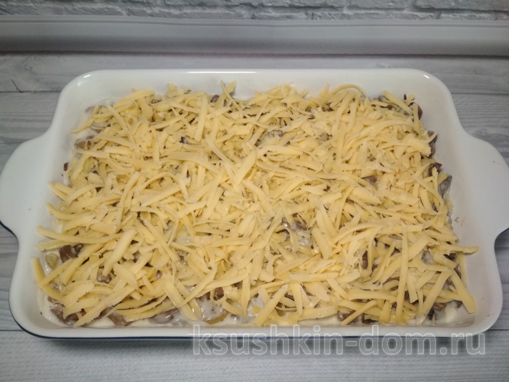 Баклажаны с грибами запеченные под соусом бешамель и сыром 14